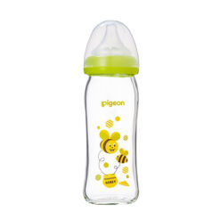 Bình sữa thủy tinh con ong, hươu 240ml (mới) cổ rộng 2020