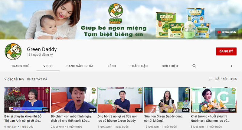 Thương hiệu thường xuyên chia sẻ kiến thức nuôi con trên kênh Youtube.